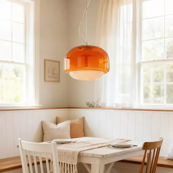 Vexlynn Scandinavian Round Dual-Layer Tinted Glass Pendant Light