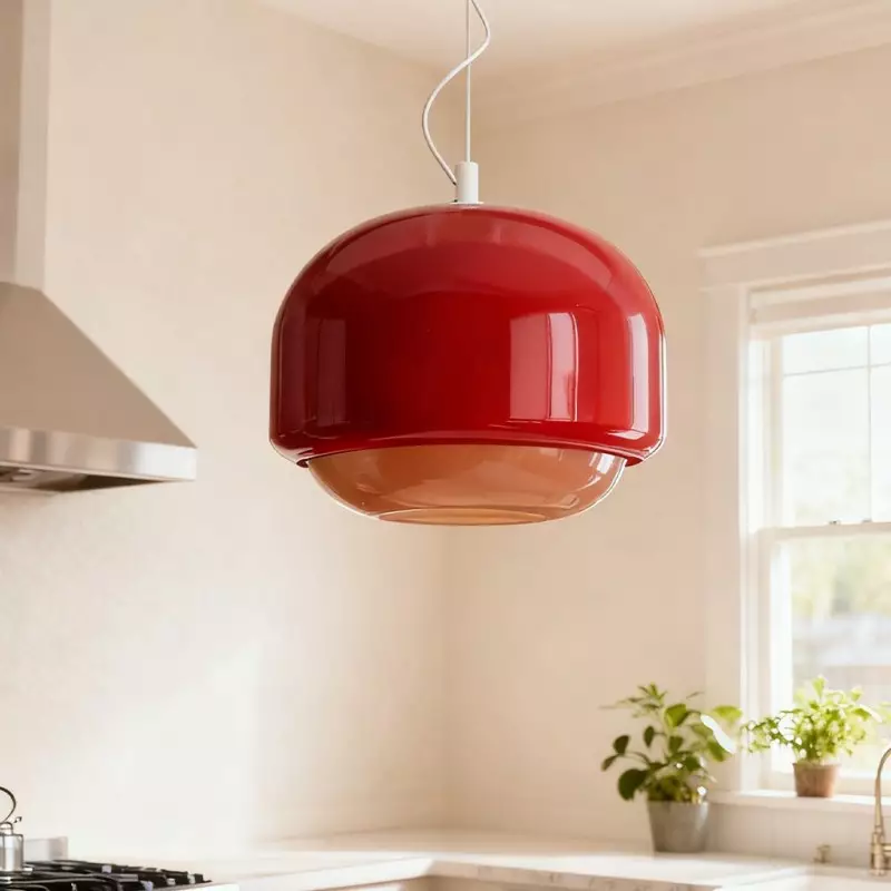 Vexlynn Scandinavian Round Dual-Layer Tinted Glass Pendant Light