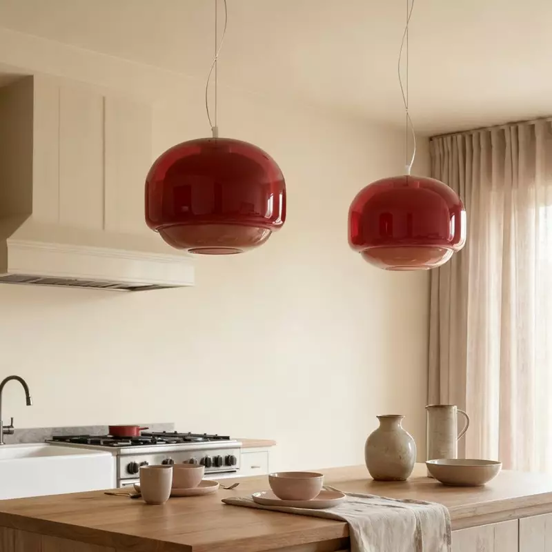 Vexlynn Scandinavian Round Dual-Layer Tinted Glass Pendant Light