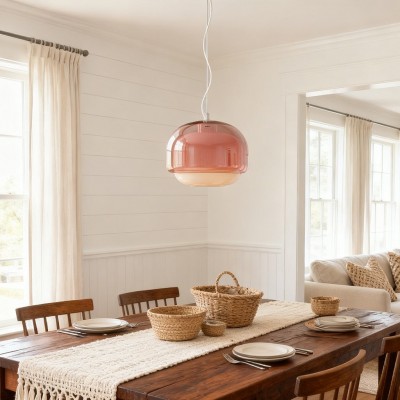 Vexlynn Scandinavian Round Dual-Layer Tinted Glass Pendant Light