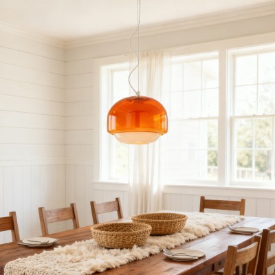 Vexlynn Scandinavian Round Dual-Layer Tinted Glass Pendant Light