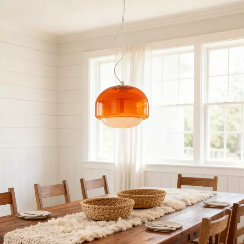 Vexlynn Scandinavian Round Dual-Layer Tinted Glass Pendant Light