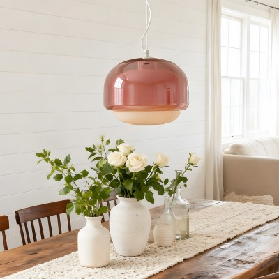 Vexlynn Scandinavian Round Dual-Layer Tinted Glass Pendant Light