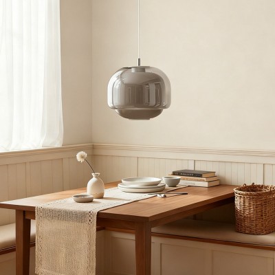 Vexlynn Scandinavian Round Dual-Layer Tinted Glass Pendant Light