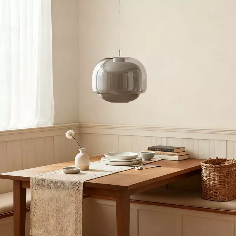 Vexlynn Scandinavian Round Dual-Layer Tinted Glass Pendant Light