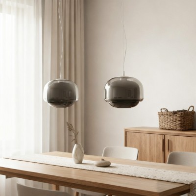 Vexlynn Scandinavian Round Dual-Layer Tinted Glass Pendant Light