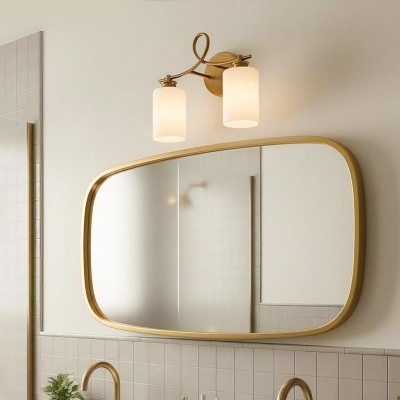 Drusilla Mid Century Modern Aged Brass Looped Arm Vanity Light