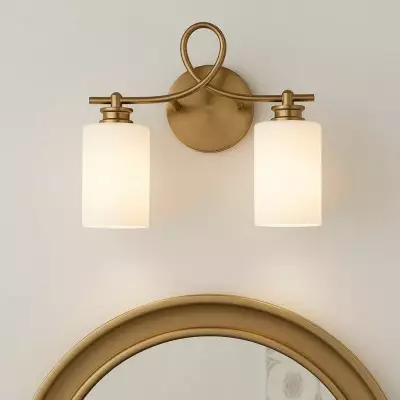 Drusilla Mid Century Modern Aged Brass Looped Arm Vanity Light