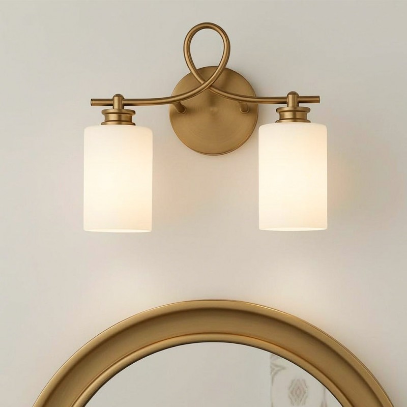 Drusilla Mid Century Modern Aged Brass Looped Arm Vanity Light