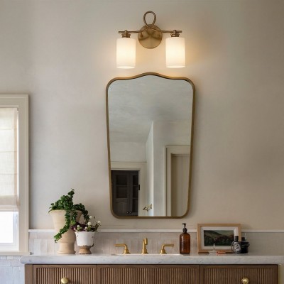 Drusilla Mid Century Modern Aged Brass Looped Arm Vanity Light