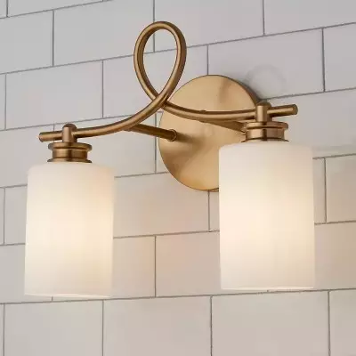 Drusilla Mid Century Modern Aged Brass Looped Arm Vanity Light