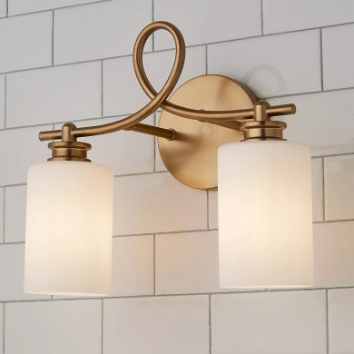 Drusilla Mid Century Modern Aged Brass Looped Arm Vanity Light