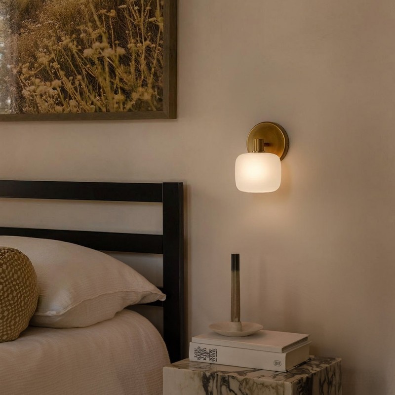 Fidelia Farmhouse Brass Cylinder Glass Wall Sconce