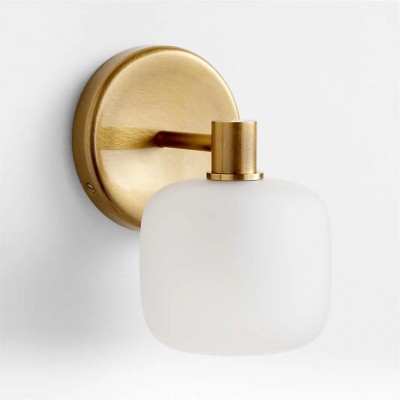 Fidelia Farmhouse Brass Cylinder Glass Wall Sconce