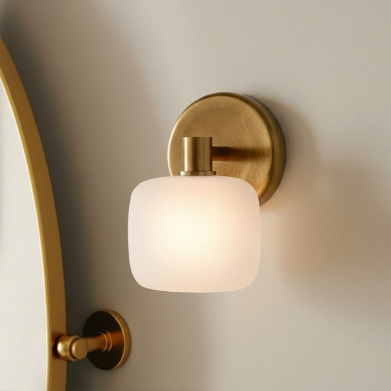 Fidelia Farmhouse Brass Cylinder Glass Wall Sconce