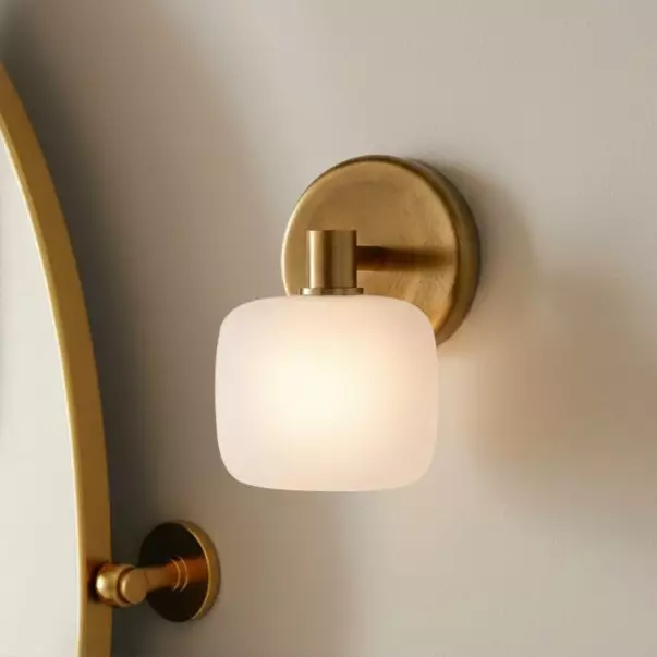 Fidelia Farmhouse Brass Cylinder Glass Wall Sconce