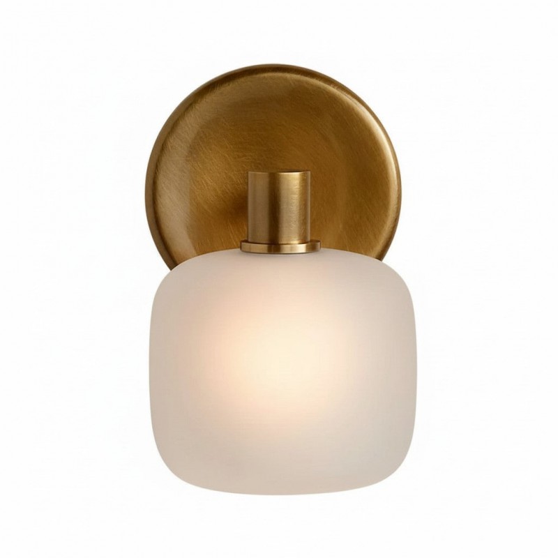 Fidelia Farmhouse Brass Cylinder Glass Wall Sconce