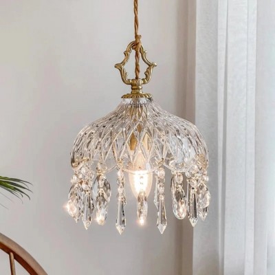 Calanthia Vintage Luxury Gold Crystal Glass Pendant Light