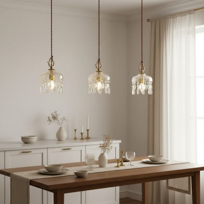 Calanthia Vintage Luxury Gold Crystal Glass Pendant Light