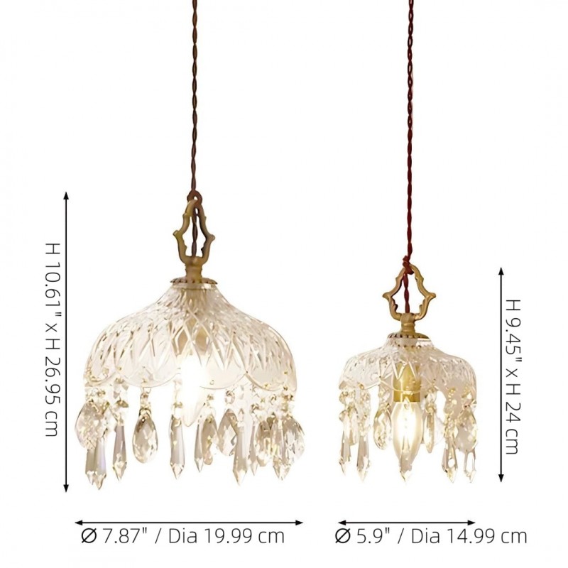 Calanthia Vintage Luxury Gold Crystal Glass Pendant Light