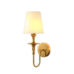 Callan Natural Curved Arm Fabric Gold Wall Sconce