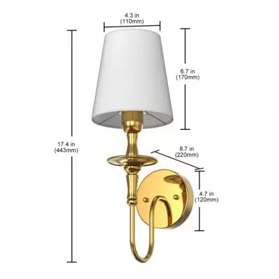 Callan Natural Curved Arm Fabric Gold Wall Sconce