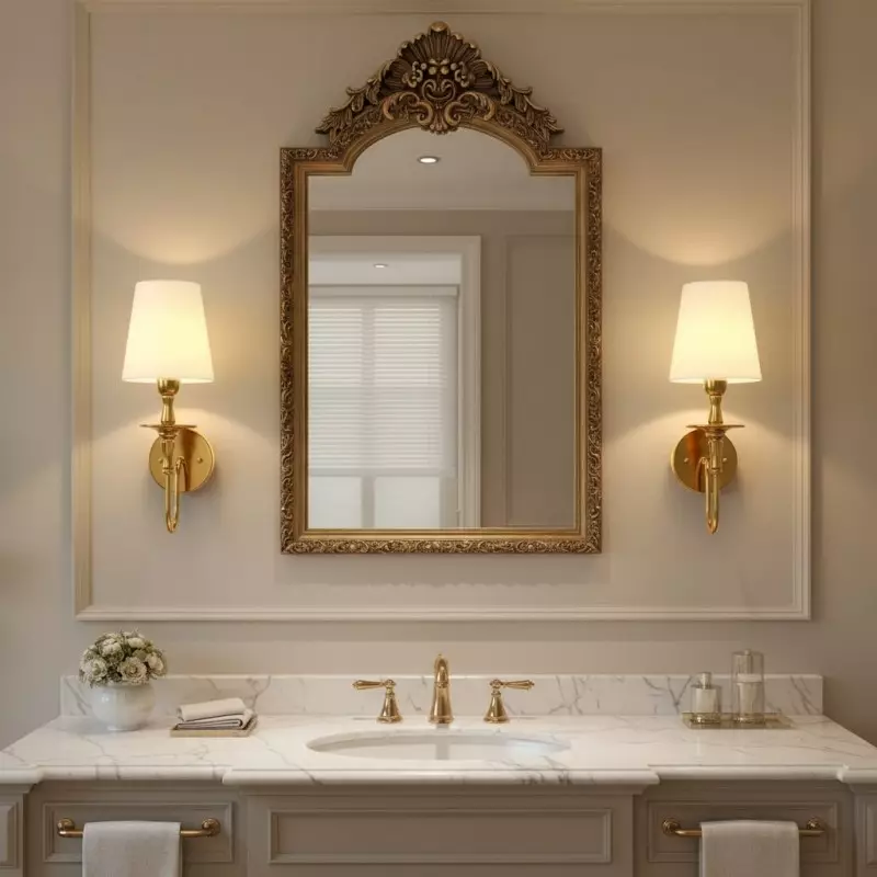 Callan Natural Curved Arm Fabric Gold Wall Sconce