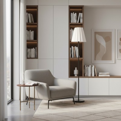 Eadweard Modern Cone White Linen Floor Lamp