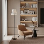 Eadweard Modern Cone White Linen Floor Lamp