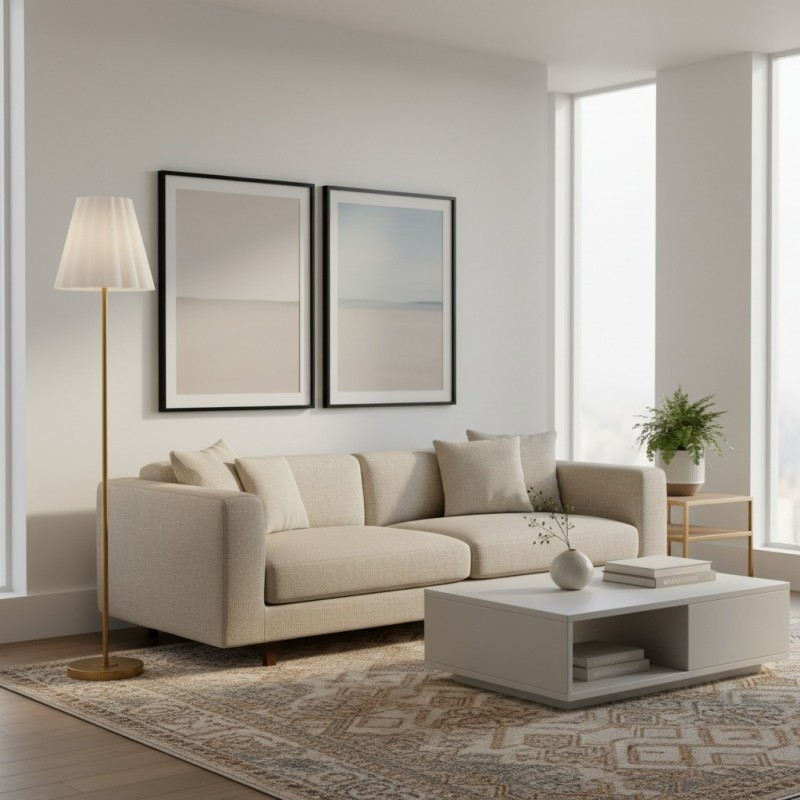 Eadweard Modern Cone White Linen Floor Lamp