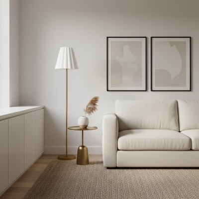 Eadweard Modern Cone White Linen Floor Lamp