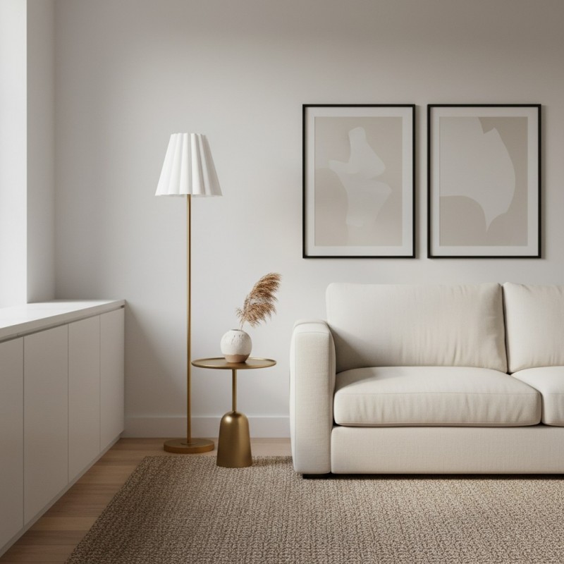 Eadweard Modern Cone White Linen Floor Lamp