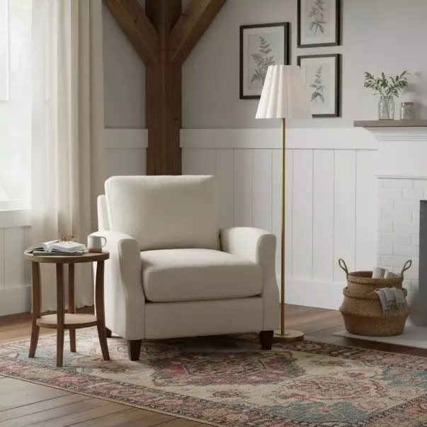 Eadweard Modern Cone White Linen Floor Lamp