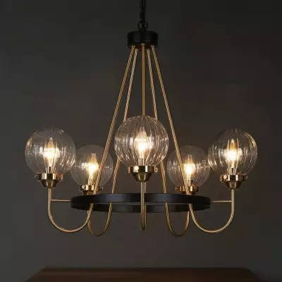 Bex Modern 5-Light Globe Glass Shade Wagon Wheel Chandelier