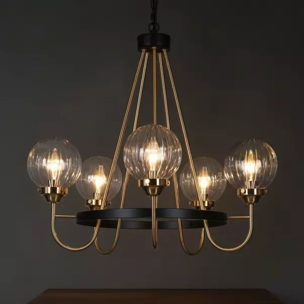 Bex Modern 5-Light Globe Glass Shade Wagon Wheel Chandelier