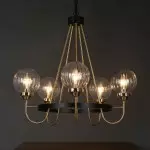 Bex Modern 5-Light Globe Glass Shade Wagon Wheel Chandelier