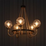 Bex Modern 5-Light Globe Glass Shade Wagon Wheel Chandelier