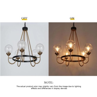 Bex Modern 5-Light Globe Glass Shade Wagon Wheel Chandelier