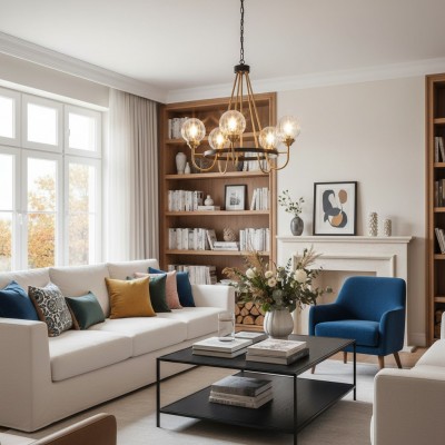 Bex Modern 5-Light Globe Glass Shade Wagon Wheel Chandelier