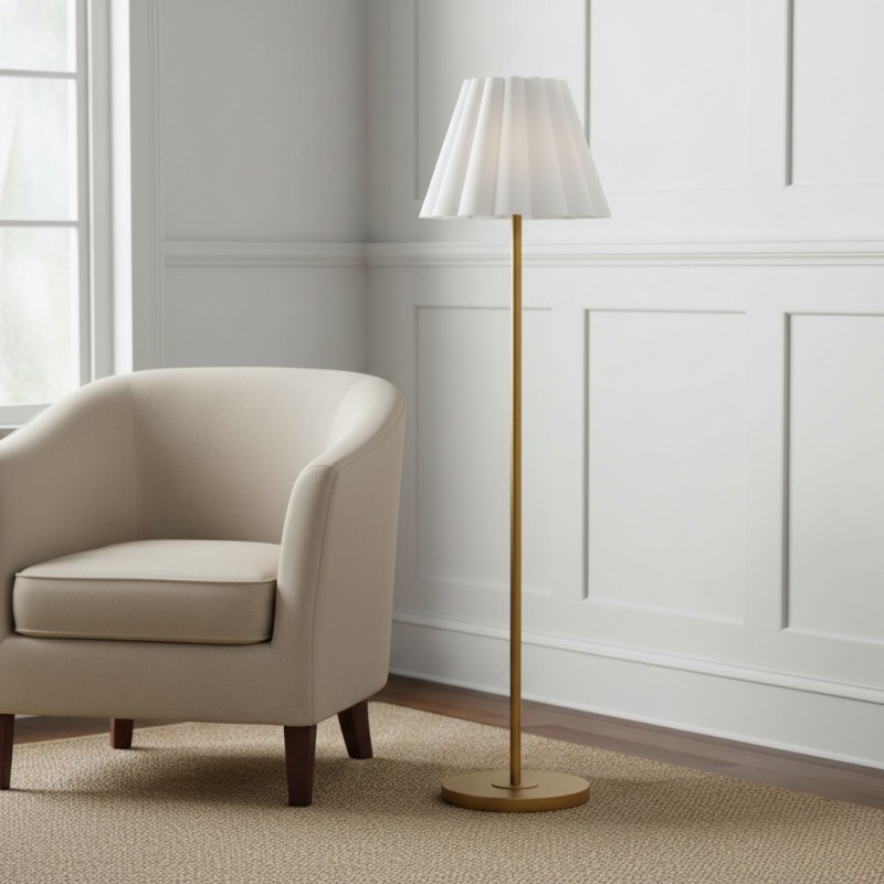 Eadweard Modern Cone White Linen Floor Lamp