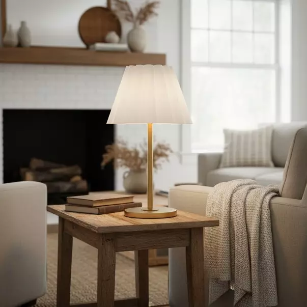 Jovita Contemporary Cone White Linen Table Lamp