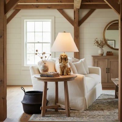Aurea Unique Animal Table Lamp - Dog Sculptural Accent Lighting for Bedroom & Living Room