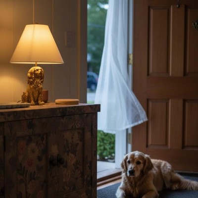 Aurea Unique Animal Table Lamp - Dog Sculptural Accent Lighting for Bedroom & Living Room