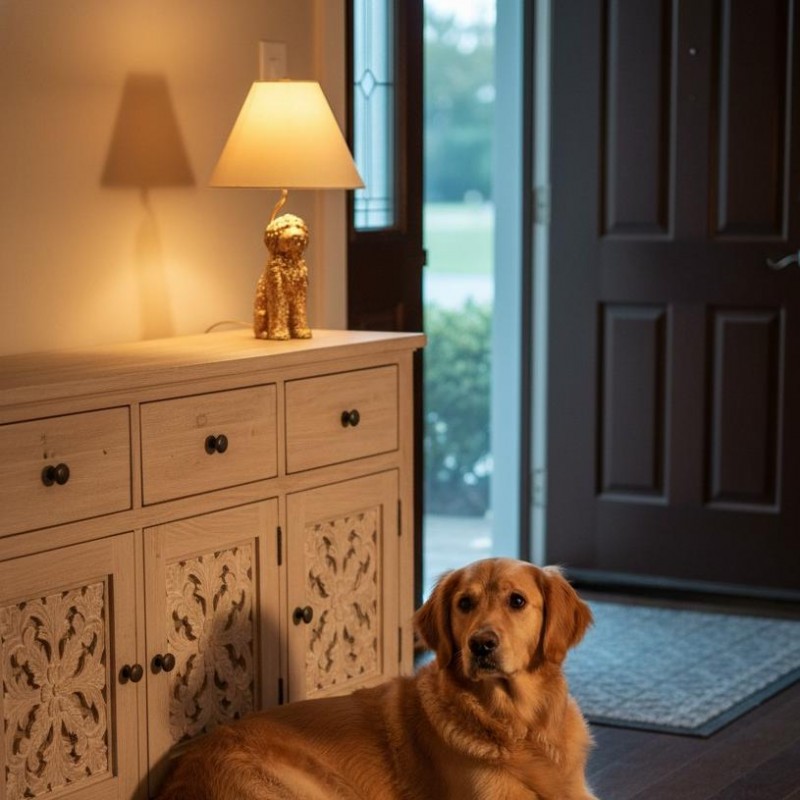 Aurea Unique Animal Table Lamp - Dog Sculptural Accent Lighting for Bedroom & Living Room
