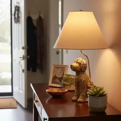 Aurea Unique Animal Table Lamp - Dog Sculptural Accent Lighting for Bedroom & Living Room