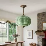 Vortan Antique Brass Green Glass Semi-Flush Mount Eloise Pendant Lamp