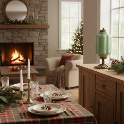 Nexos French Retro Cream Glass Textured Eloise Table Lamp