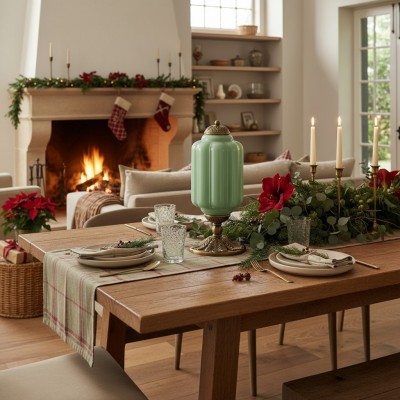 Nexos French Retro Cream Glass Textured Eloise Table Lamp