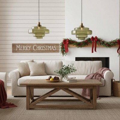 Yves Contemporary Tiered Green Glass Pendant Light