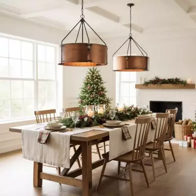 Ojaswi Rustic Bronze Industrial Pendant Light with Drum Shade